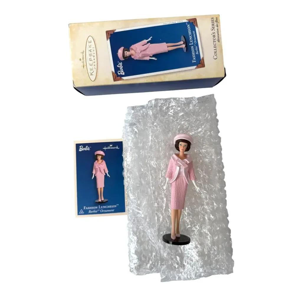 Vintage Hallmark Barbie Ornament 2005 Fashion Luncheon QX2305 in Box Pink Suit